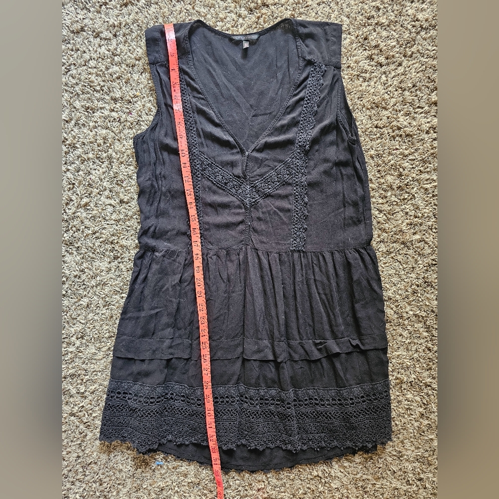 Victoria's Secret black laced cottagecore sexy 100% viscose mini dress suze M - Picture 5 of 10